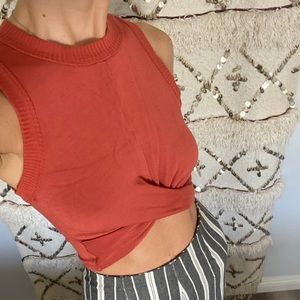 Burnt orange twist front crop top